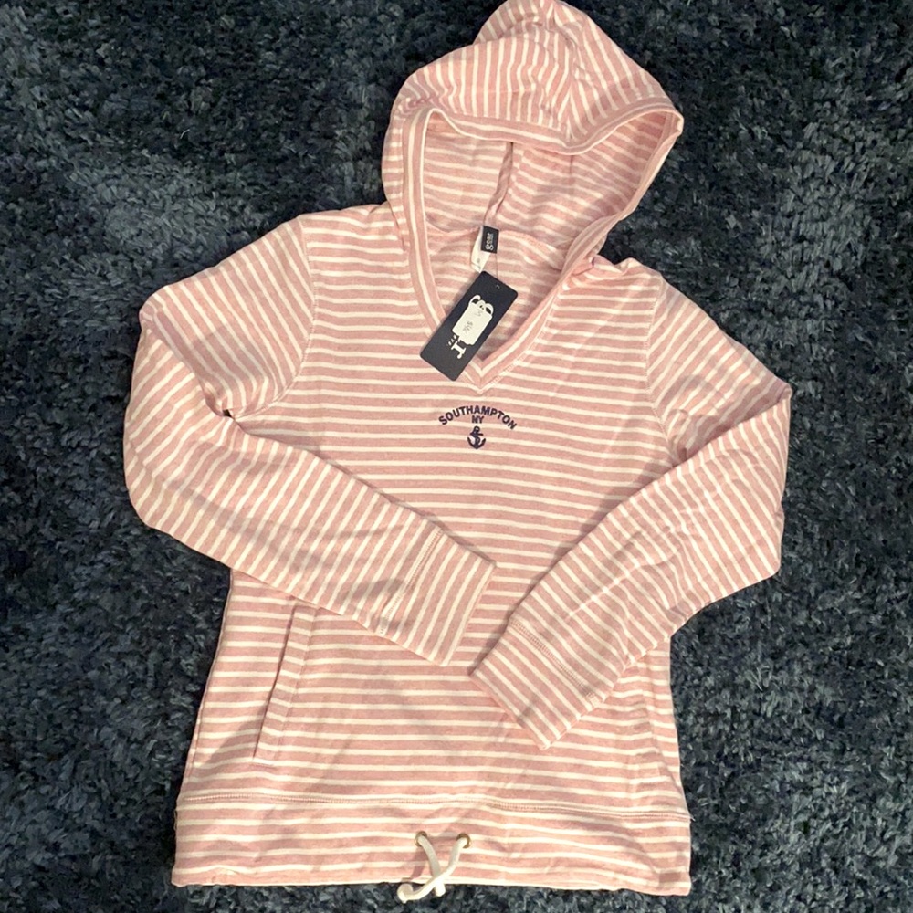 Gear for Sports THE HAMPTONS nautical stripe hoodie embroidered anchor NWT